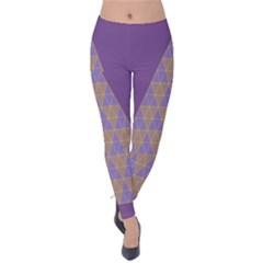 Pyramid Triangle  Purple Velvet Leggings by Mariart