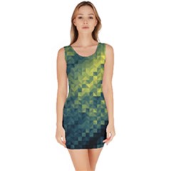 Polygon Dark Triangle Green Blacj Yellow Sleeveless Bodycon Dress by Mariart