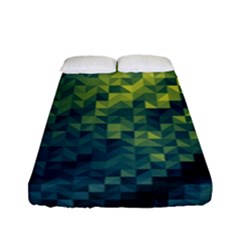 Polygon Dark Triangle Green Blacj Yellow Fitted Sheet (full/ Double Size) by Mariart