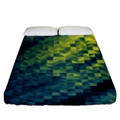 Polygon Dark Triangle Green Blacj Yellow Fitted Sheet (king Size)