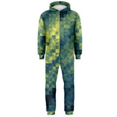 Polygon Dark Triangle Green Blacj Yellow Hooded Jumpsuit (men)  by Mariart