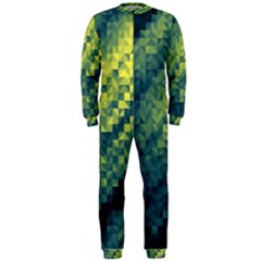 Polygon Dark Triangle Green Blacj Yellow Onepiece Jumpsuit (men)  by Mariart