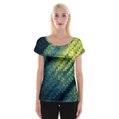 Polygon Dark Triangle Green Blacj Yellow Women s Cap Sleeve Top by Mariart