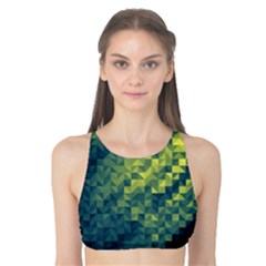 Polygon Dark Triangle Green Blacj Yellow Tank Bikini Top by Mariart