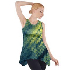 Polygon Dark Triangle Green Blacj Yellow Side Drop Tank Tunic by Mariart