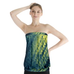 Polygon Dark Triangle Green Blacj Yellow Strapless Top by Mariart