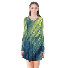 Polygon Dark Triangle Green Blacj Yellow Flare Dress by Mariart