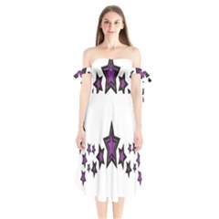 Star Purple Space Shoulder Tie Bardot Midi Dress by Mariart