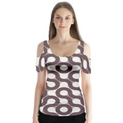 Seamless Geometric Circle Butterfly Sleeve Cutout Tee 