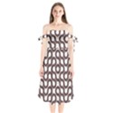 Seamless Geometric Circle Shoulder Tie Bardot Midi Dress View1