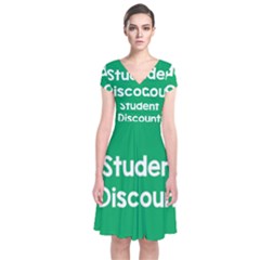 Student Discound Sale Green Short Sleeve Front Wrap Dress by Mariart