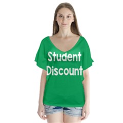 Student Discound Sale Green Flutter Sleeve Top