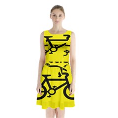 Stay Classy Bike Cyclists Sport Sleeveless Waist Tie Chiffon Dress by Mariart