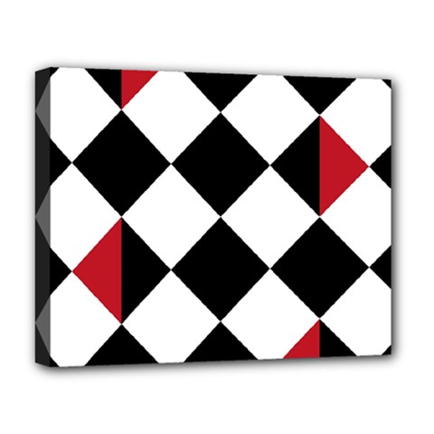 Survace Floor Plaid Bleck Red White Deluxe Canvas 20  X 16   by Mariart