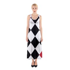 Survace Floor Plaid Bleck Red White Sleeveless Maxi Dress by Mariart