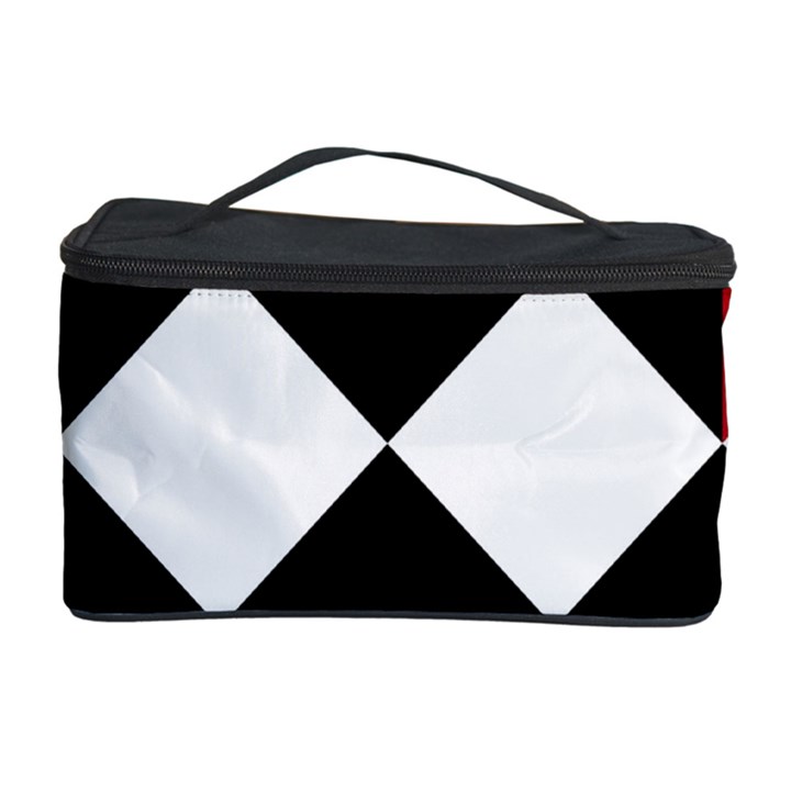 Survace Floor Plaid Bleck Red White Cosmetic Storage Case