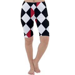 Survace Floor Plaid Bleck Red White Cropped Leggings 