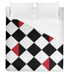 Survace Floor Plaid Bleck Red White Duvet Cover (queen Size) by Mariart