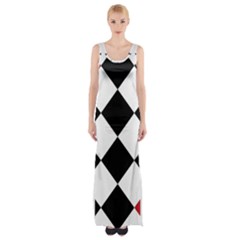 Survace Floor Plaid Bleck Red White Maxi Thigh Split Dress