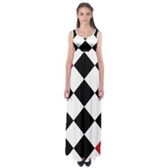 Survace Floor Plaid Bleck Red White Empire Waist Maxi Dress by Mariart