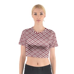 Pattern Kawung Star Line Plaid Flower Floral Red Cotton Crop Top by Mariart