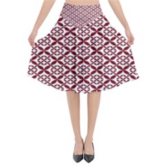 Pattern Kawung Star Line Plaid Flower Floral Red Flared Midi Skirt