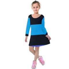 Tomboy Playboy Flag Blue Black Mline Kids  Long Sleeve Velvet Dress by Mariart