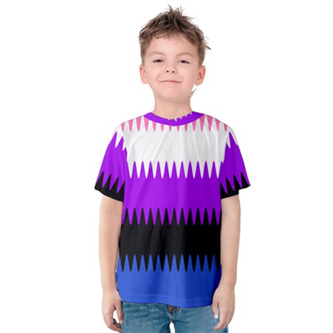 Sychnogender Techno Genderfluid Flags Wave Waves Chevron Kids  Cotton Tee by Mariart