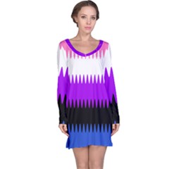 Sychnogender Techno Genderfluid Flags Wave Waves Chevron Long Sleeve Nightdress by Mariart