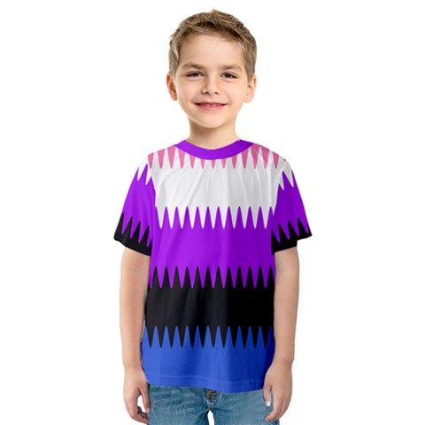 Sychnogender Techno Genderfluid Flags Wave Waves Chevron Kids  Sport Mesh Tee by Mariart