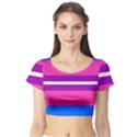 Transgender Flags Short Sleeve Crop Top (Tight Fit) View1