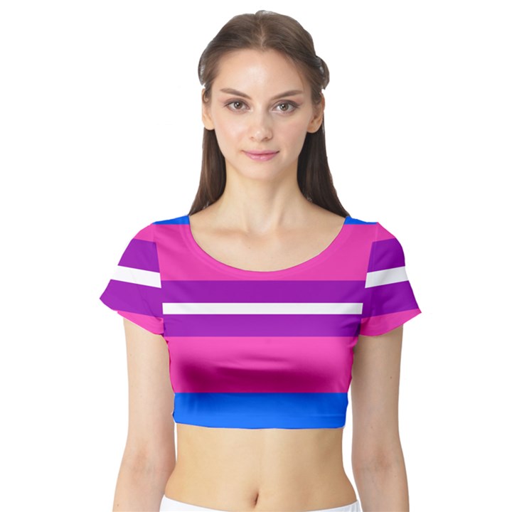 Transgender Flags Short Sleeve Crop Top (Tight Fit)