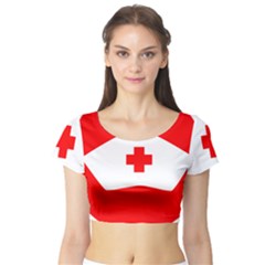 Tabla Laboral Sign Red White Short Sleeve Crop Top (tight Fit)