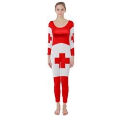 Tabla Laboral Sign Red White Long Sleeve Catsuit by Mariart