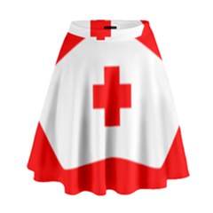 Tabla Laboral Sign Red White High Waist Skirt by Mariart