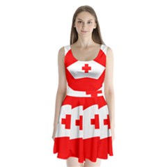 Tabla Laboral Sign Red White Split Back Mini Dress 