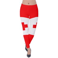 Tabla Laboral Sign Red White Velvet Leggings by Mariart