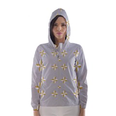 Syrface Flower Floral Gold White Space Star Hooded Wind Breaker (women)