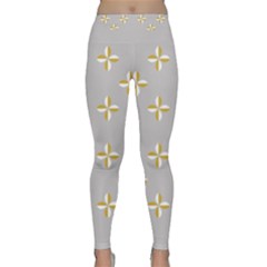 Syrface Flower Floral Gold White Space Star Classic Yoga Leggings by Mariart