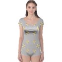 Syrface Flower Floral Gold White Space Star Boyleg Leotard  View1