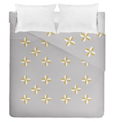 Syrface Flower Floral Gold White Space Star Duvet Cover Double Side (queen Size) by Mariart