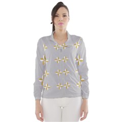 Syrface Flower Floral Gold White Space Star Wind Breaker (women)