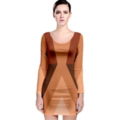 Volcano Lava Gender Magma Flags Line Brown Long Sleeve Bodycon Dress