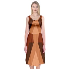 Volcano Lava Gender Magma Flags Line Brown Midi Sleeveless Dress by Mariart