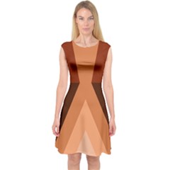 Volcano Lava Gender Magma Flags Line Brown Capsleeve Midi Dress by Mariart