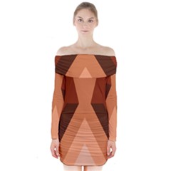 Volcano Lava Gender Magma Flags Line Brown Long Sleeve Off Shoulder Dress by Mariart