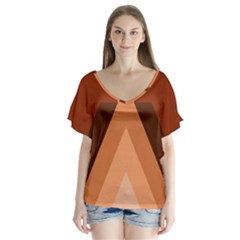 Volcano Lava Gender Magma Flags Line Brown Flutter Sleeve Top by Mariart