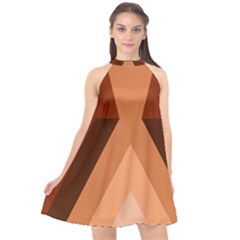 Volcano Lava Gender Magma Flags Line Brown Halter Neckline Chiffon Dress  by Mariart