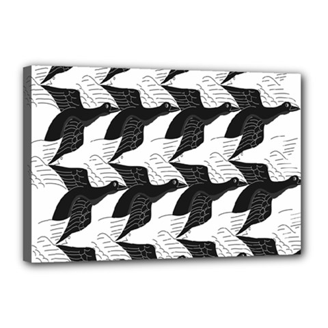 Swan Black Animals Fly Canvas 18  X 12 