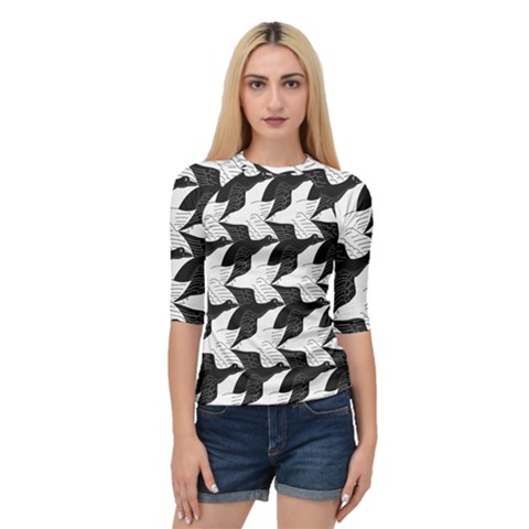 Swan Black Animals Fly Quarter Sleeve Tee by Mariart